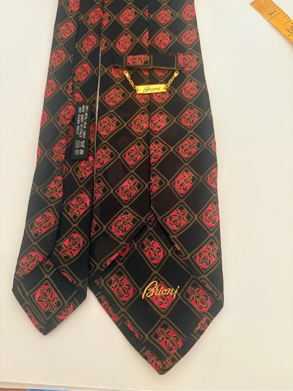 Brioni Men’s  Multicolor Geometric Design 100% Silk  Necktie Hand Made in Italy